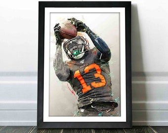 Odell Beckham Jr Poster - Cleveland Browns - Canvas Print, Wall Art, Sports Art Print, Football Poster, Kids Decor, Man Cave, Gift, Modern