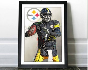 Ben Roethlisberger Poster - Pittsburgh Steelers - Canvas Print, Wall Art, Sports Art Print, Football Poster, Kids Decor, Man Cave, Gift