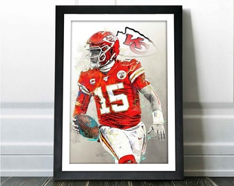 Patrick Mahomes Poster - Kansas City Chiefs - Canvas Print, Wall Art, Sports Art Print, Football Poster, Kids Decor, Man Cave, Gift, Modern