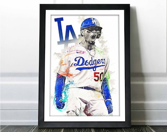 Mookie Betts Poster - Los Angeles Dodgers - Canvas Print, Wall Art, Sports Art Print, Baseball Poster, Kids Decor, Man Cave, Gift, Modern