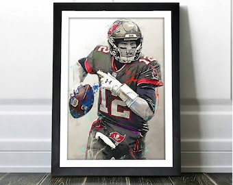 Tom Brady Poster - Tampa Bay Buccaneers - Canvas Print, Wall Art, Sports Art Print, Football Poster, Kids Decor, Man Cave, Gift, Modern