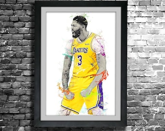 Anthony Davis Poster - Los Angeles Lakers - Wall Art, Sports Art Print, Basketball Poster, Kids Decor, Man Cave, Gift, Modern
