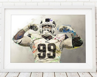 Aaron Donald Poster - Los Angeles Rams - Canvas Print, Wall Art, Sports Art Print, Football Poster, Kids Decor, Man Cave, Gift, Modern
