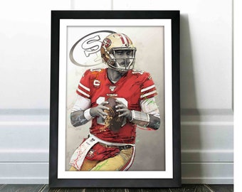 Jimmy Garoppolo Poster - San Francisco 49ers - Canvas Print, Wall Art, Sports Art Print, Football Poster, Kids Decor, Man Cave, Gift, Modern