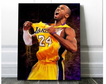 Kobe Bryant Scream Canvas Print - Los Angeles Lakers - Wall Art, Sports Art Print, Kids Decor, Man Cave, Gift, Basketball Poster