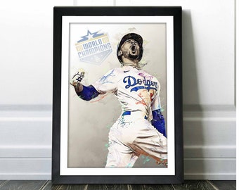 Mookie Betts Poster - Los Angeles Dodgers WS Champs - Canvas Print, Wall Art, Sports Art Print, Baseball Poster, Kids Decor, Man Cave