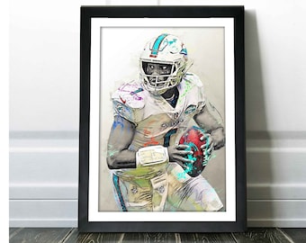 Tua Tagovailoa Poster - Miami Dolphins - Canvas Print, Wall Art, Sports Art Print, Football Poster, Kids Decor, Man Cave, Gift, Modern
