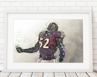 Ray Lewis Poster - Baltimore Ravens - Canvas Print,Wall Art, Sports Art Print, Football Poster, Kids Decor, Man Cave, Gift, Modern