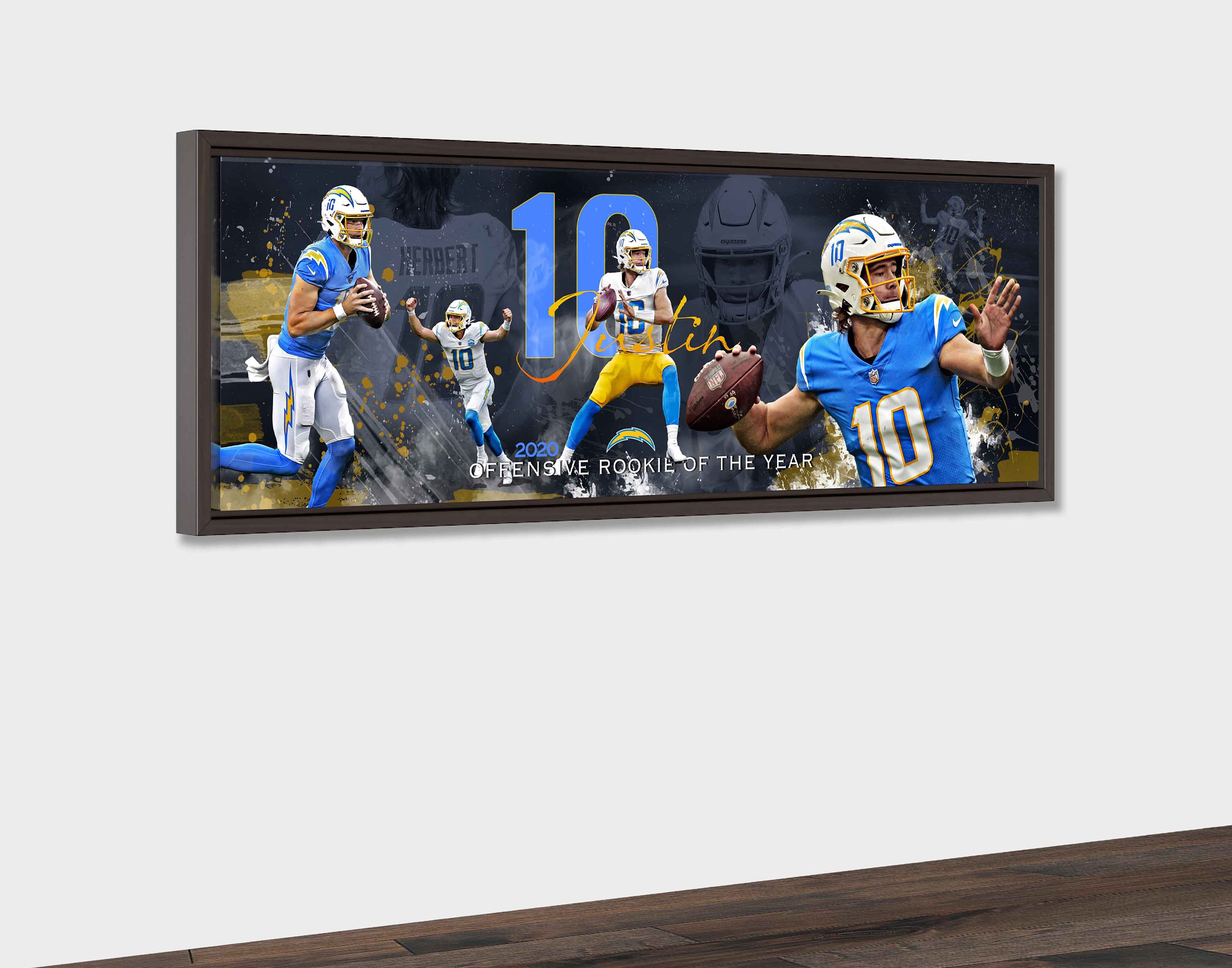 Justin Herbert Canvas Print Los Angeles Chargers Wall Art Etsy