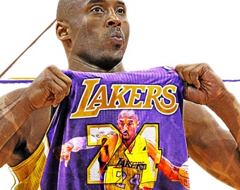 Kobe Bryant Poster - Los Angeles Lakers - Wall Art, Art Print, Sports Art, Kids Decor, Man Cave, Gift, Basketball Poster, Sports Print