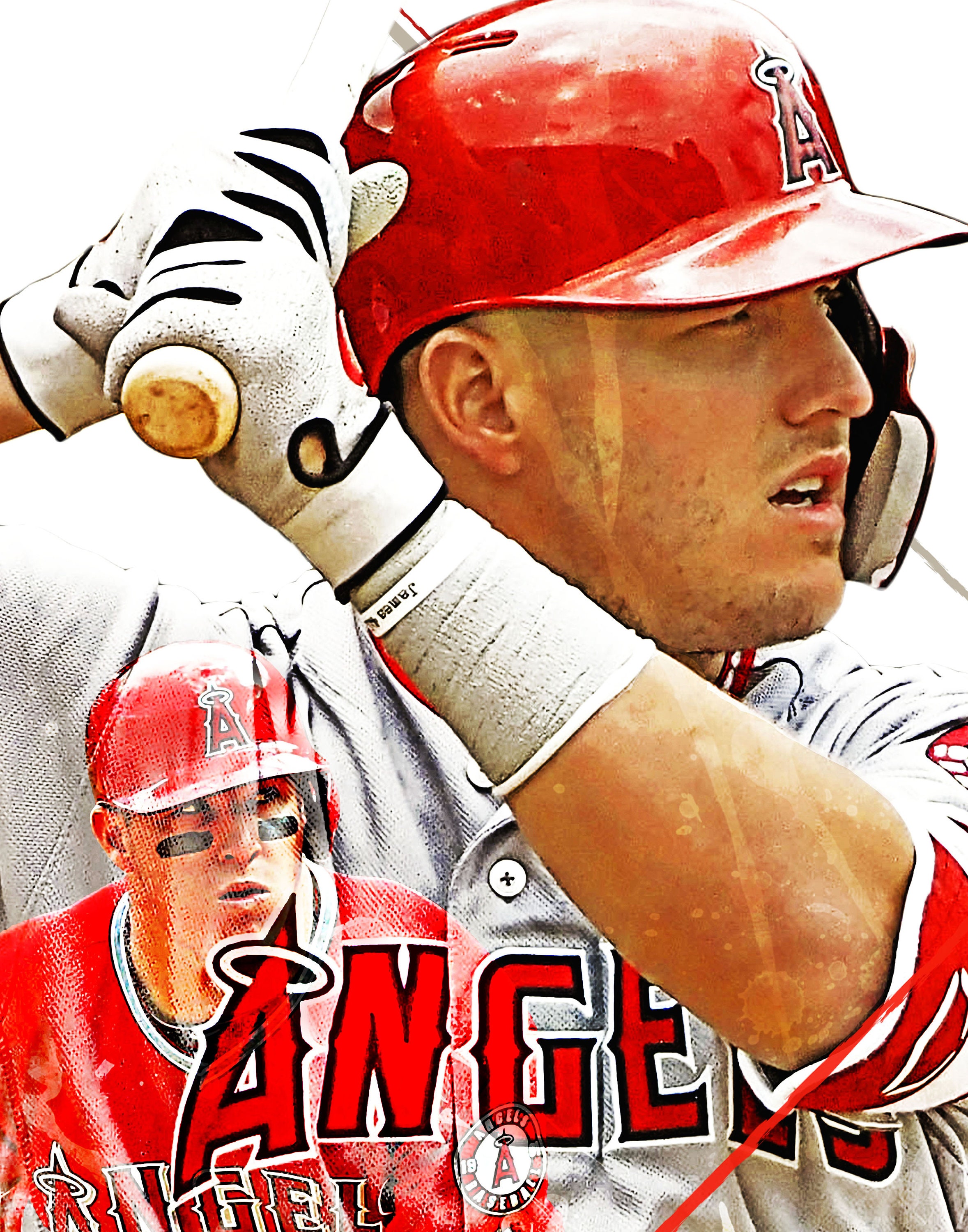 Mike Trout Poster Los Angeles Angels Canvas Print Wall Etsy