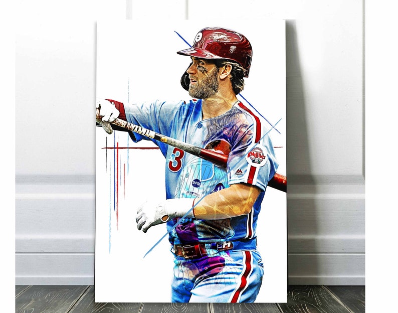 Bryce Harper Poster Philadelphia Phillies Canvas Print Etsy