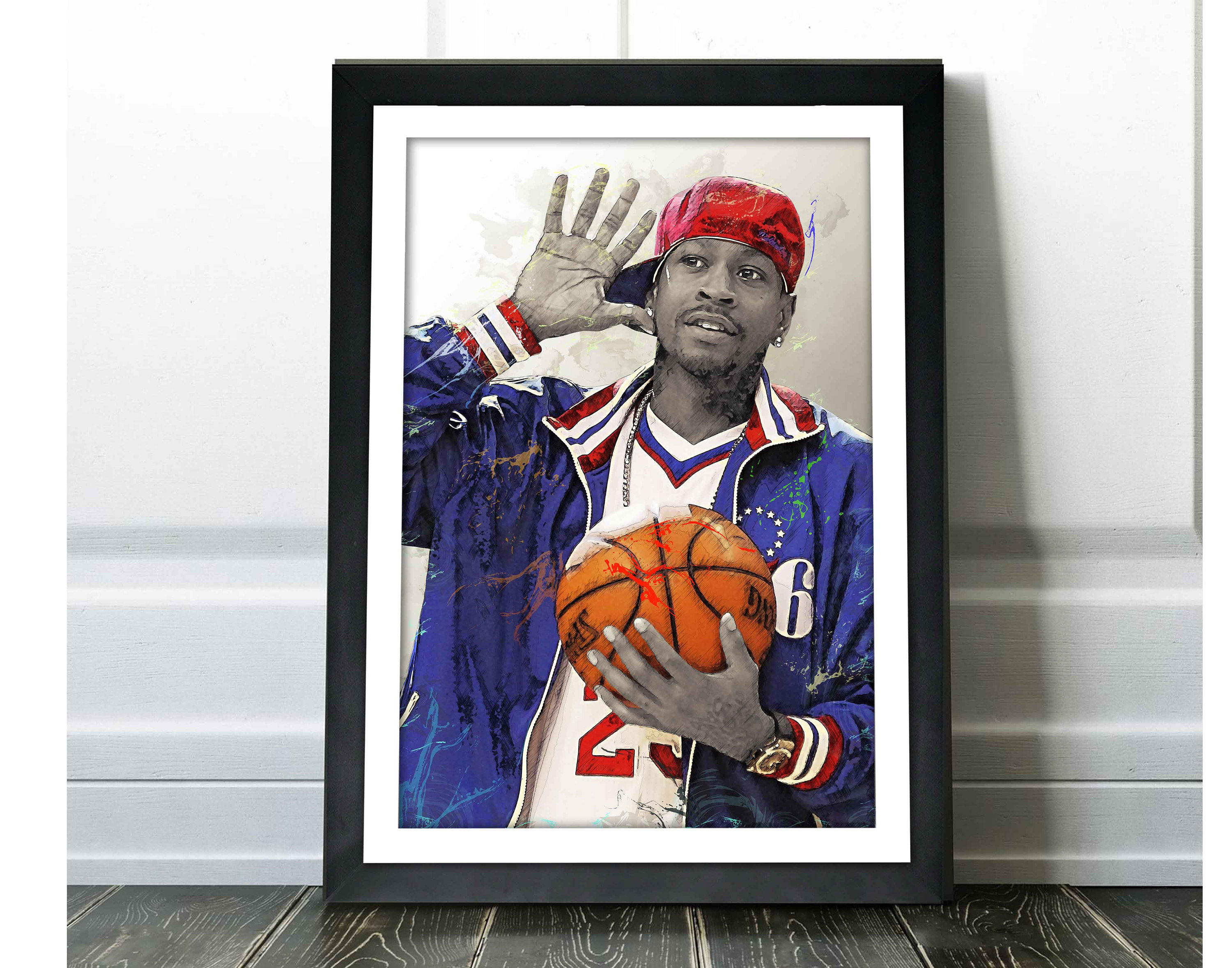 makeuseof Allen Iverson No.3 basketball Poster Art Wall Pictures for Living  Room in Canvas fabric cloth Print