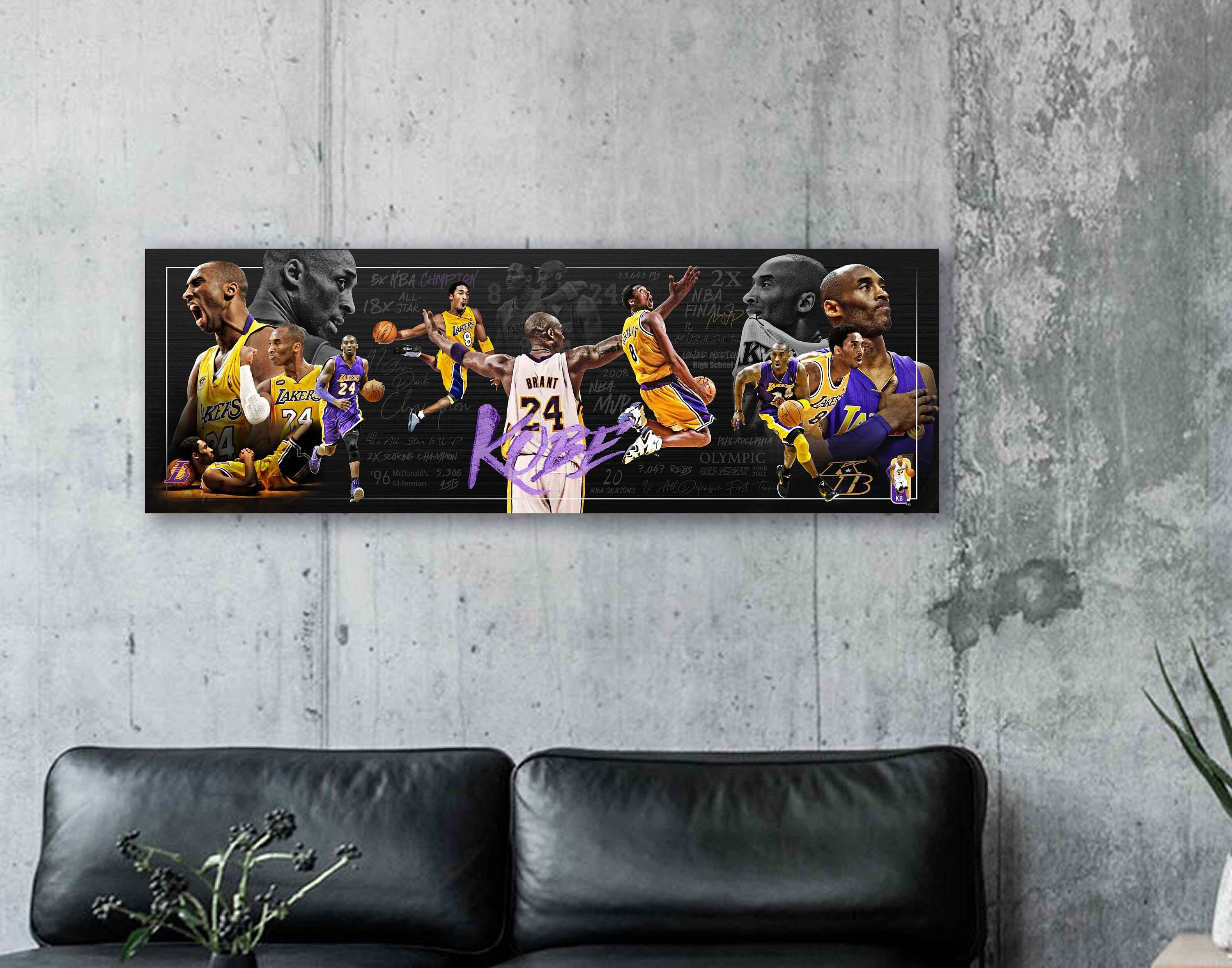 Kobe Bryant Canvas Wall Art , Basketball Picture Print Painting with Framed  8x12 inch Ready to Hang - Posters, Prints & Paintings
