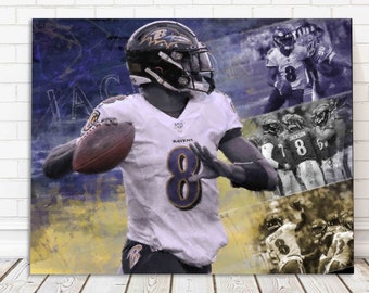 Lamar Jackson Canvas Print - Baltimore Ravens - Wall Art, Sports Art Print, Kids Decor, Man Cave, Gift, Basketball Poster