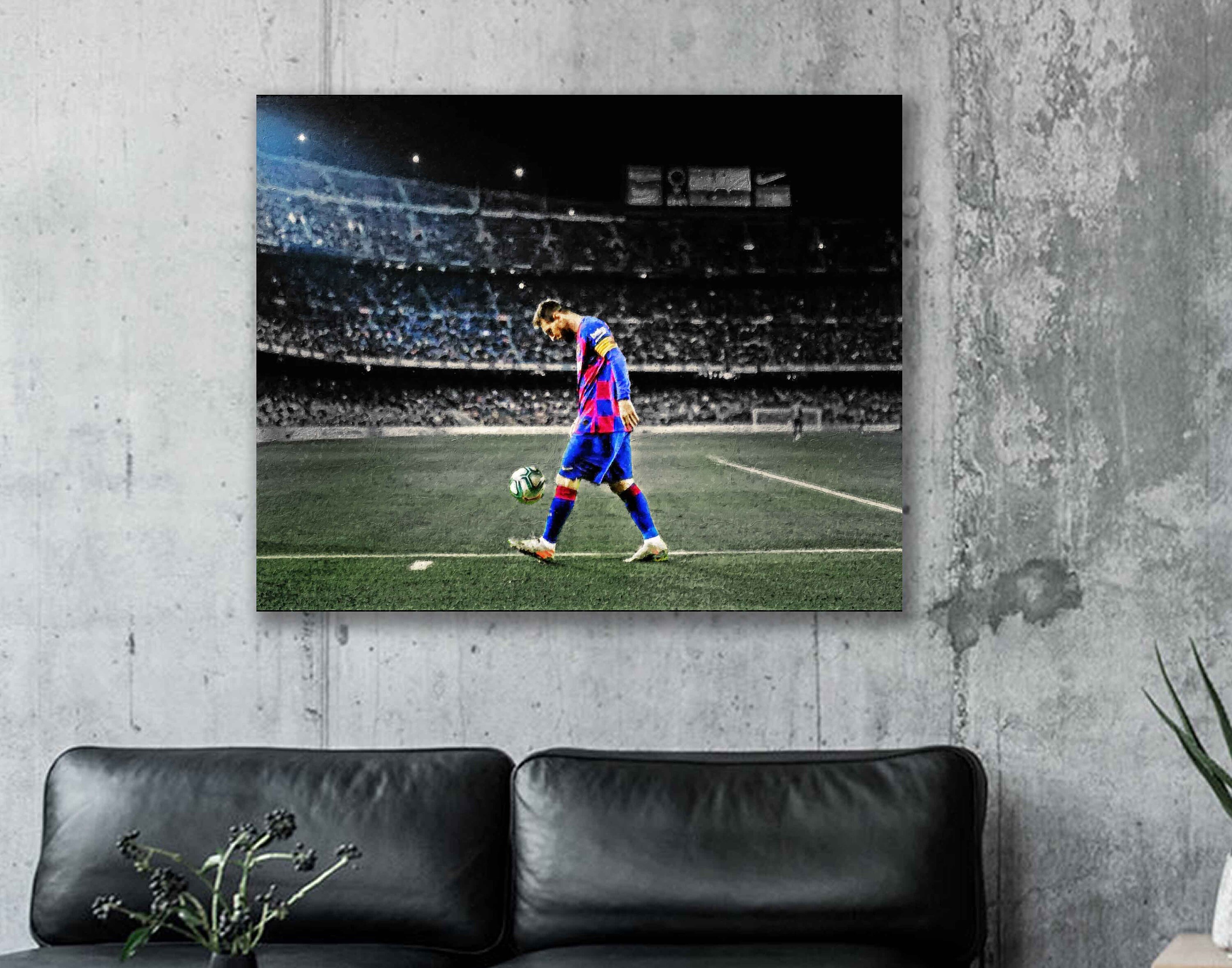 Lionel Messi Canvas Print Print, Gift, Kids Etsy Art, Canvas Wall Cave, Poster Sports Barcelona Soccer Art, Art FC Decor, - Man