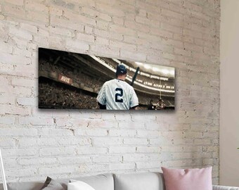 MW MERWEZI Derek Jeter Jersey Art New York Yankees MLB Wall Art Home Decor  Hand Made Framed Poster Canvas Print(Black Floating Frame, 30x45)