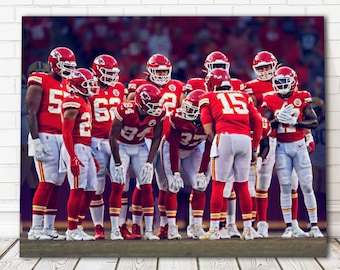 Patrick Mahomes Huddle Canvas Print - Kansas City Chiefs - Wall Art, Sports Art Print, Man Cave, Canvas Art, Gift, Football Poster
