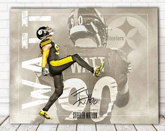 TJ Watt Canvas Print - Pittsburgh - Wall Art, Sports Art Print, Kids Decor, Man Cave, Canvas Art, Gift, Football Poster