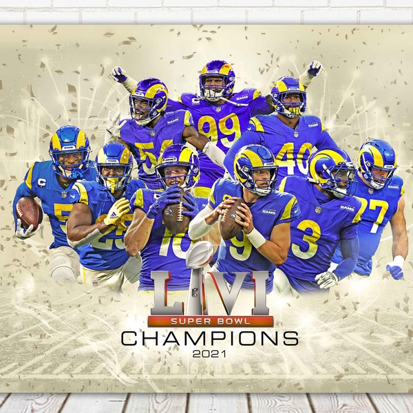 Los Angeles Rams Super Bowl Champs Canvas Print - Wall Art, Sports Art Print, Kids Decor, Man Cave, Canvas Art, Gift, Football Poster