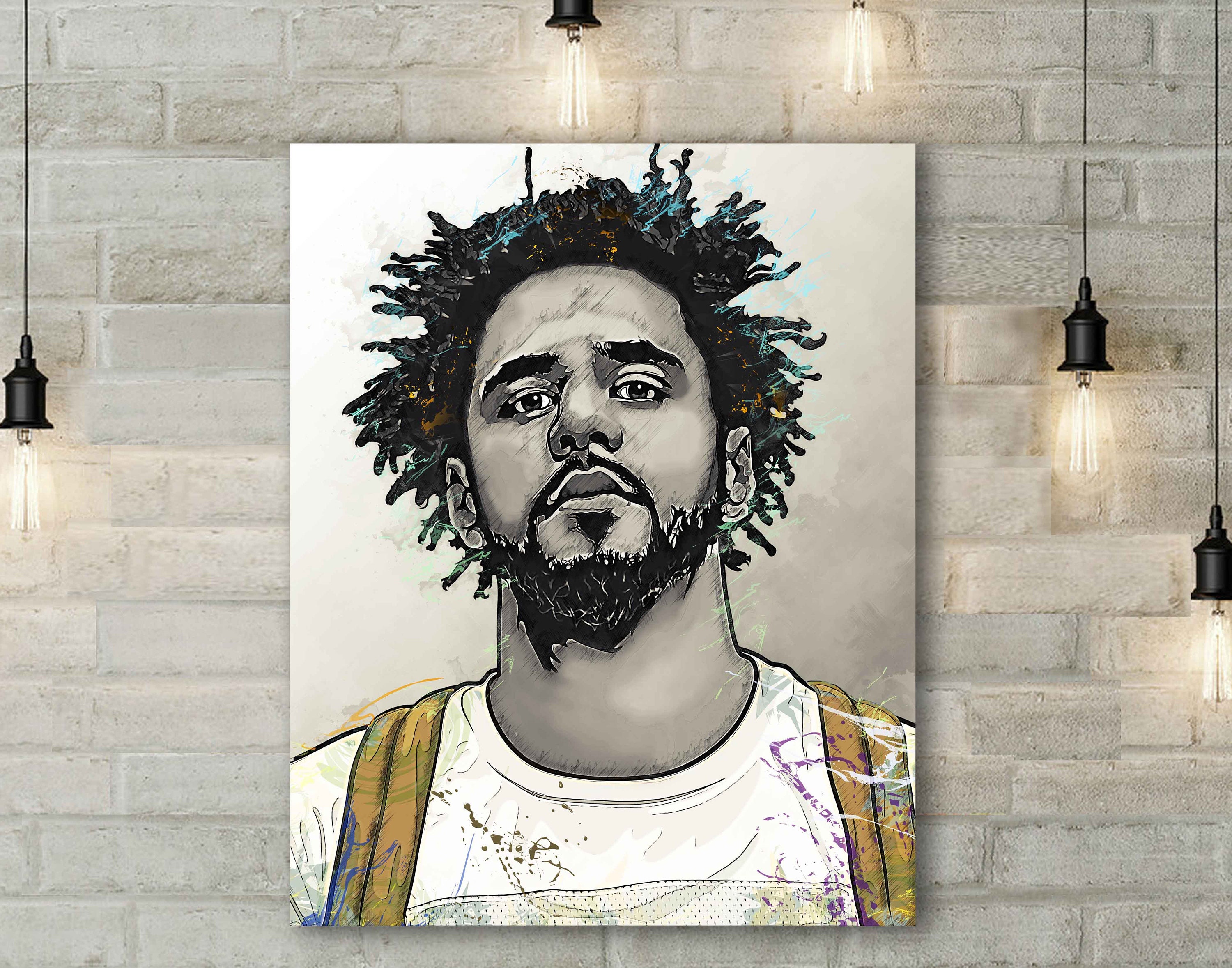 J Cole Canvas Print Music Artist Wall Art Hiphop Art Etsy