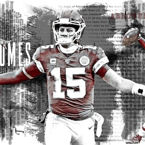 Patrick Mahomes Kansas City Chiefs Canvas Print - Wall Art, Sports Art Print, Kids Decor, Man Cave, Gift, Football Poster