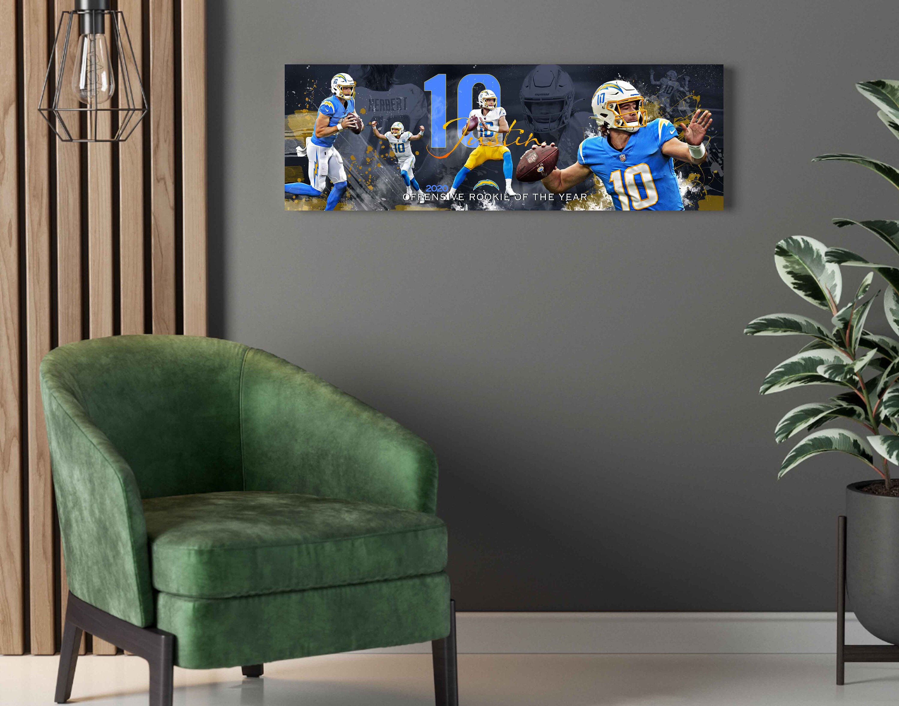 Justin Herbert Canvas Print Los Angeles Chargers Wall Art Etsy