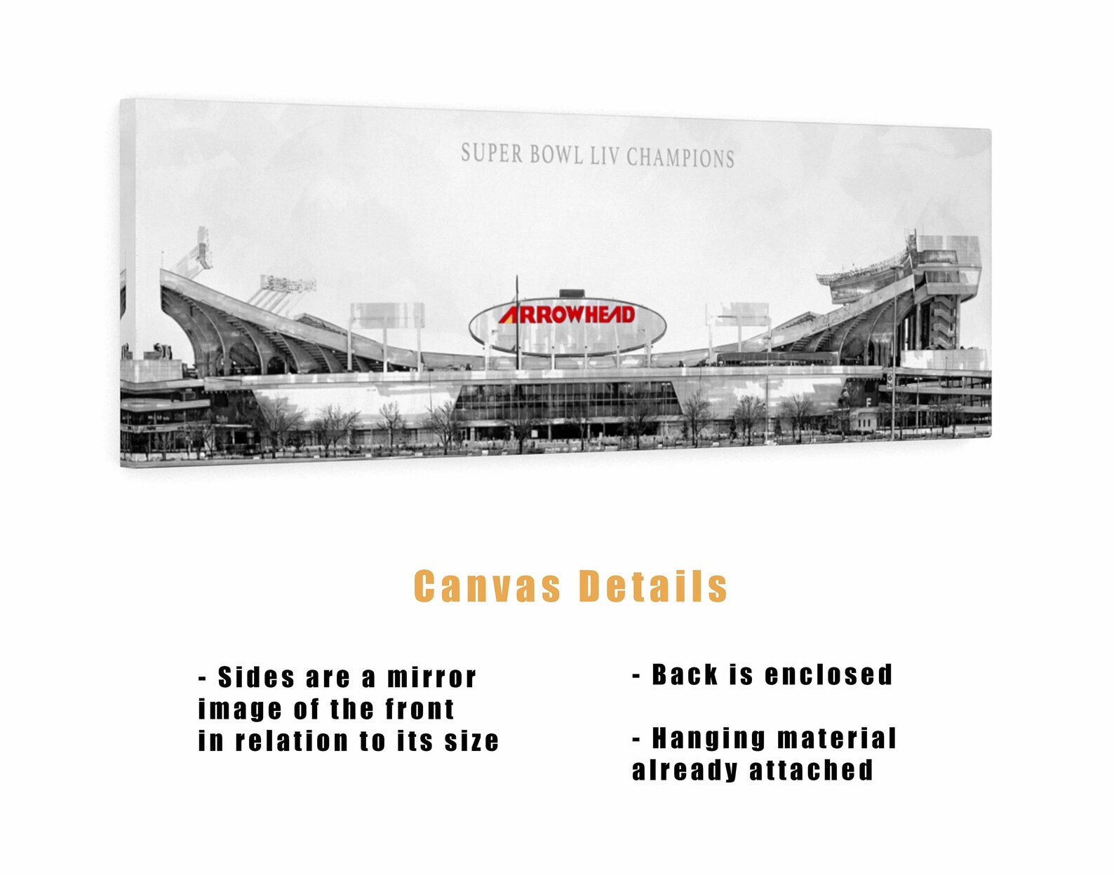 Arrowhead Stadium Canvas Print Black/white Kansas City Etsy