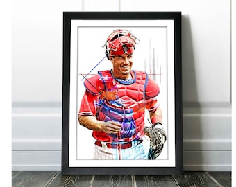 JT Realmuto Poster - Philadelphia Phillies - Canvas Print, Wall Art, Sports Art Print, Baseball Poster, Kids Decor, Man Cave, Gift, Modern