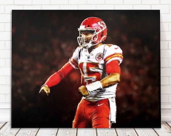 Patrick Mahomes Canvas Print - Kansas City Chiefs - Wall Art, Sports Art Print, Kids Decor, Man Cave, Gift, Football Poster, Canvas