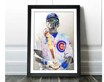 Javier Baez Canvas Poster Print - Chicago Cubs - Canvas Print, Wall Art, Sports Art Print, Baseball, Kids Decor, Man Cave, Gift