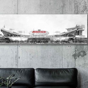Arrowhead Stadium Canvas Print Black/White - Kansas City Chiefs - Wall Art, Sports Art Print, Kids Decor, Man Cave, Gift, Football Poster