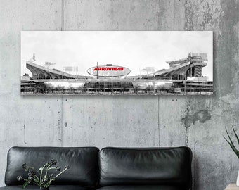 Arrowhead Stadium Canvas Print Black/White - Kansas City Chiefs - Wall Art, Sports Art Print, Kids Decor, Man Cave, Gift, Football Poster