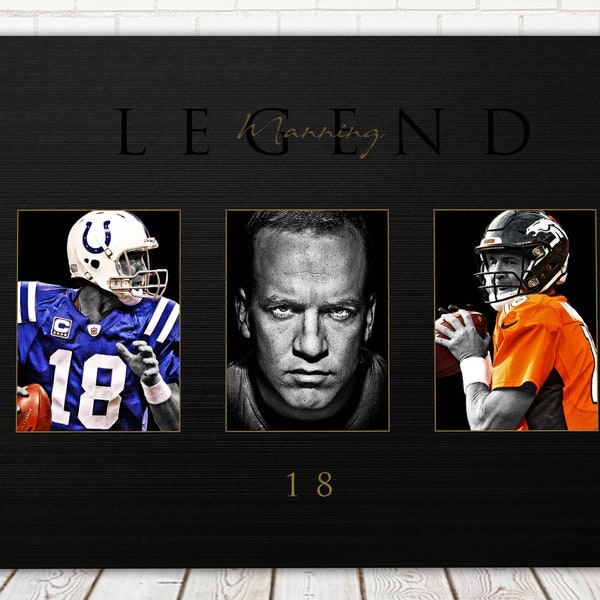 Peyton Manning Canvas Print - Colts and Broncos Legend - Wall Art, Sports Art Print, Kids Decor, Man Cave, Canvas Art, Gift, Football Poster