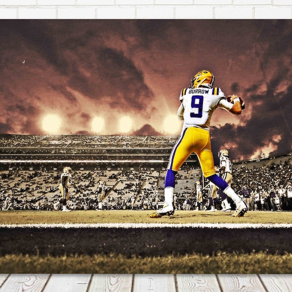 Joe Burrow Canvas Print - LSU Tigers - Wall Art, Sports Art Print, Kids Decor, Man Cave, Canvas Art, Gift, Football Poster