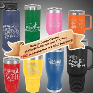 Funny Halloween Engraved Stainless Steel 20oz Tumbler, Resting Witch Face Reusable Water Bottle, Here for the Candy Sippy Cup