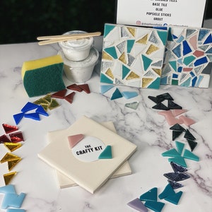 DIY Mosaic Coaster Kit,Mosaic Kit,DIY Kits for Adults, Birthday Gift, Mosaic Making,Date Night, family activity, corporate team building