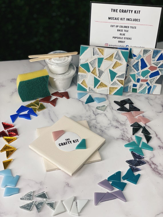 DIY Mosaic Coaster Kit: Craft Kit for Adults & Family, birthday gift, DIY coaster kit, corporate workshop, mosaic craft,valentine's day gift