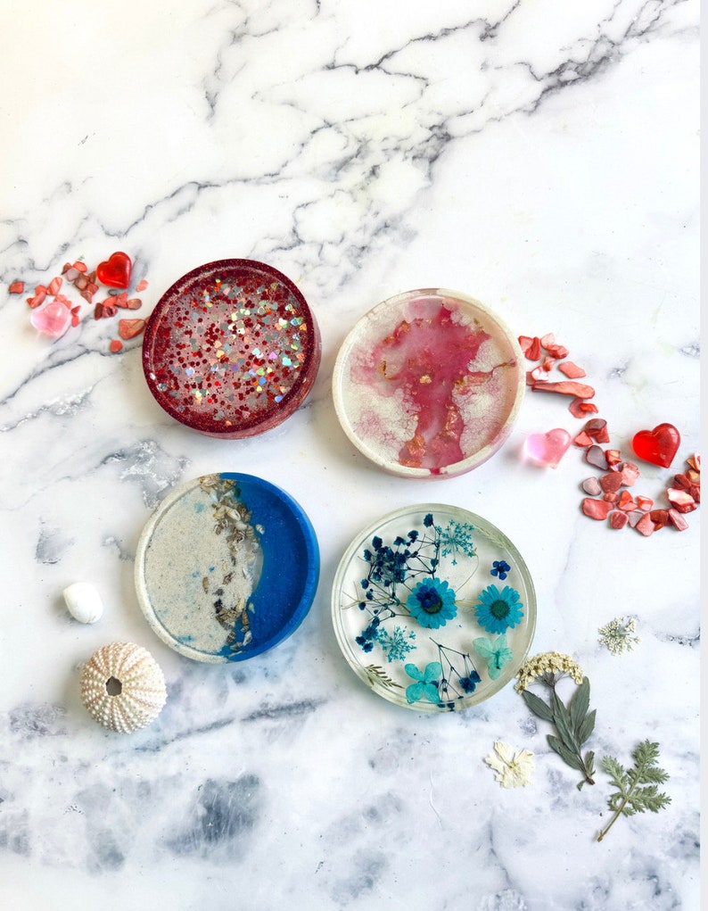 DIY Resin Coaster Kit, diy adult craft, gift for her, team building, corporate workshop, adult activity, pressed flowers,resin, holiday gift image 1