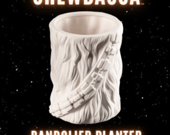 DIY Chewbacca bandolier planter, bisque ceramic art, family diy activity, craft, ceramic painting,birthday gift, Star Wars, paint chewbacca