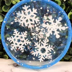 DIY Resin Coaster Kit, diy adult craft, gift for her, team building, corporate workshop, adult activity, pressed flowers, mothers day, resin Snowflake Theme