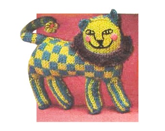 Vintage knitted cat pattern Lion weird plush toy knitting pattern PDF knit animal pattern