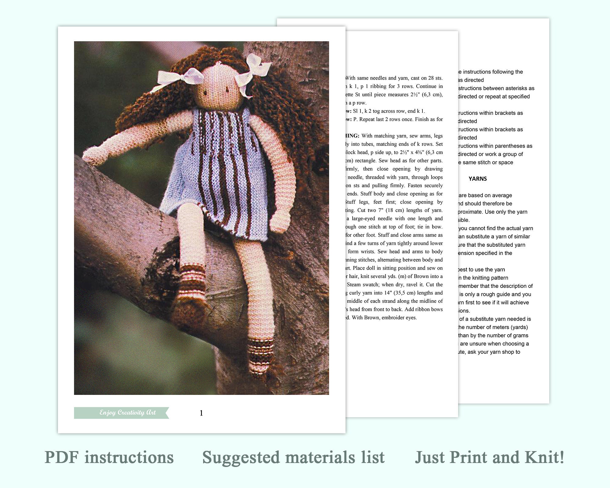 1970s Vintage Doll Knitting Pattern Knitted Doll Clothes Patterns PDF ...