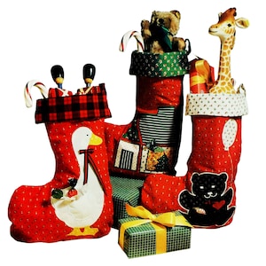 Vintage Christmas stocking patterns 3 Quilt applique stocking sewing pattern