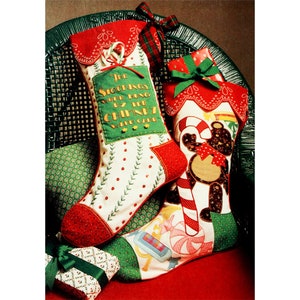 Vintage Christmas stocking patterns 2 Quilt applique stocking sewing pattern