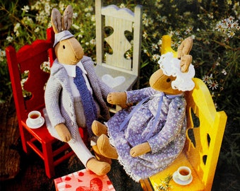 Vintage plush bunny pattern Stuffed bunny doll rabbit sewing pattern PDF