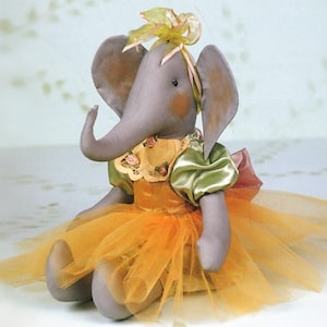 Vintage elephant sewing pattern Stuffed animal elephant doll pattern PDF rag doll pattern