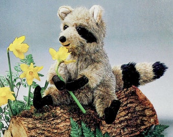 Stuffed raccoon plush pattern Raccoon stuffed animal sewing pattern PDF Vintage toy pattern
