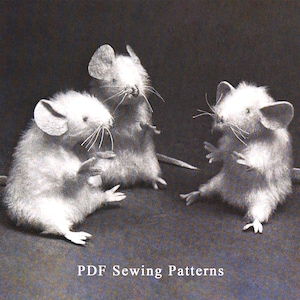 Vintage Stoffmäuse Schnittmuster Weiße kleine Maus Puppe Schnittmuster PDF