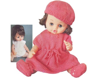 Vintage Baby Doll patrones de punto patrón de ropa de muñeca de 14 pulgadas Muñeca de tela de punto pdf 5 traje